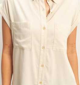 Miss Bliss HYFVE Button-up Collared Blouse-Ecru