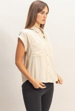 Miss Bliss HYFVE Button-up Collared Blouse-Ecru