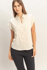 Miss Bliss HYFVE Button-up Collared Blouse-Ecru