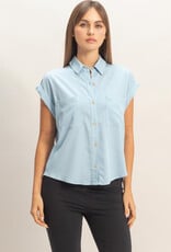 Miss Bliss HYFVE Button-up Collared Blouse-Lt Blue