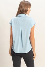 Miss Bliss HYFVE Button-up Collared Blouse-Lt Blue