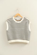 Miss Bliss HYFVE Striped Sleeveless Crew Neck Top-Black&W