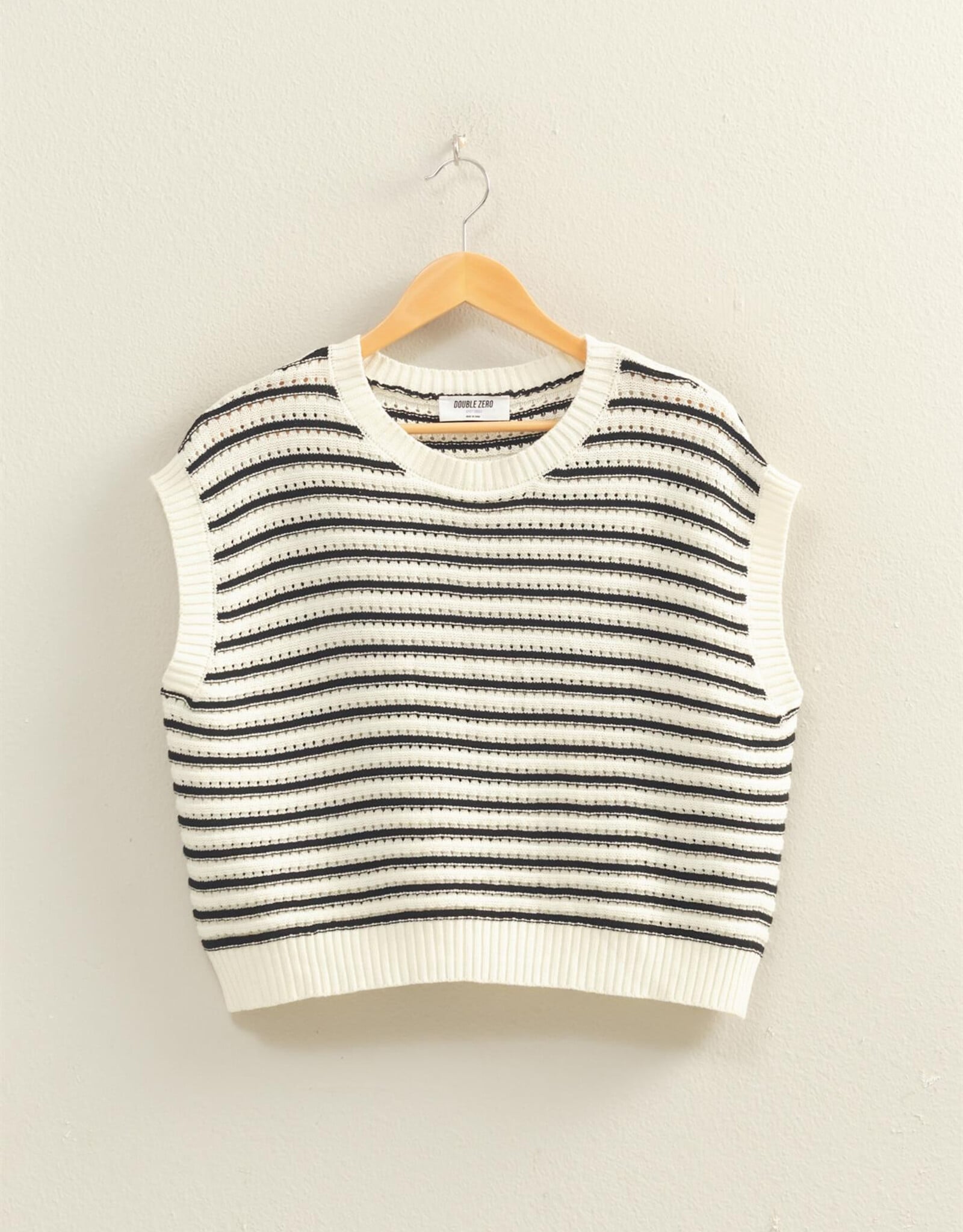 Miss Bliss HYFVE Striped Sleeveless Crew Neck Top-Black&W