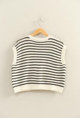 Miss Bliss HYFVE Striped Sleeveless Crew Neck Top-Black&W