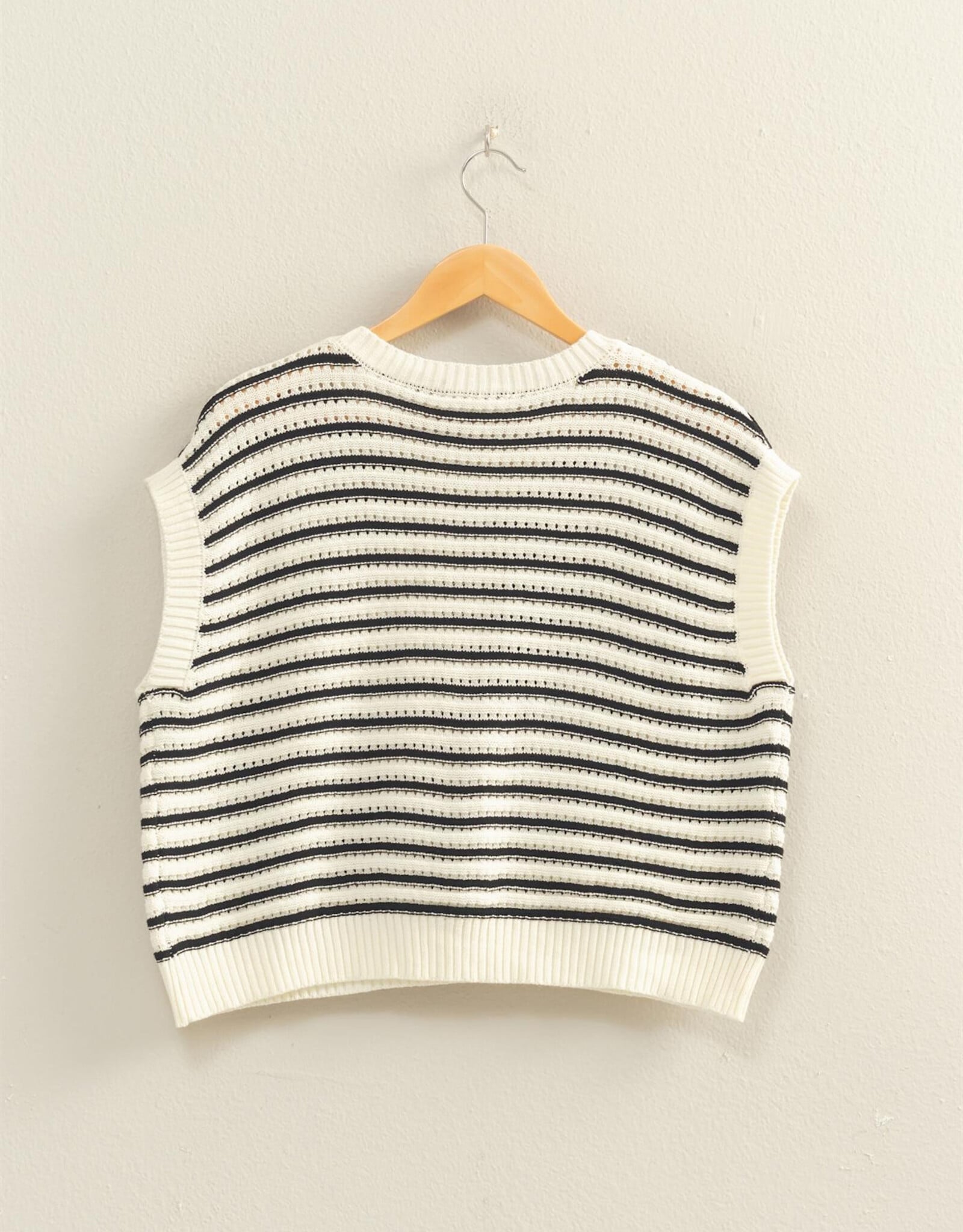 Miss Bliss HYFVE Striped Sleeveless Crew Neck Top-Black&W