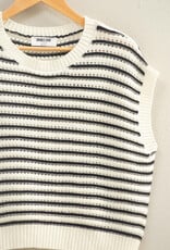 Miss Bliss HYFVE Striped Sleeveless Crew Neck Top-Black&W