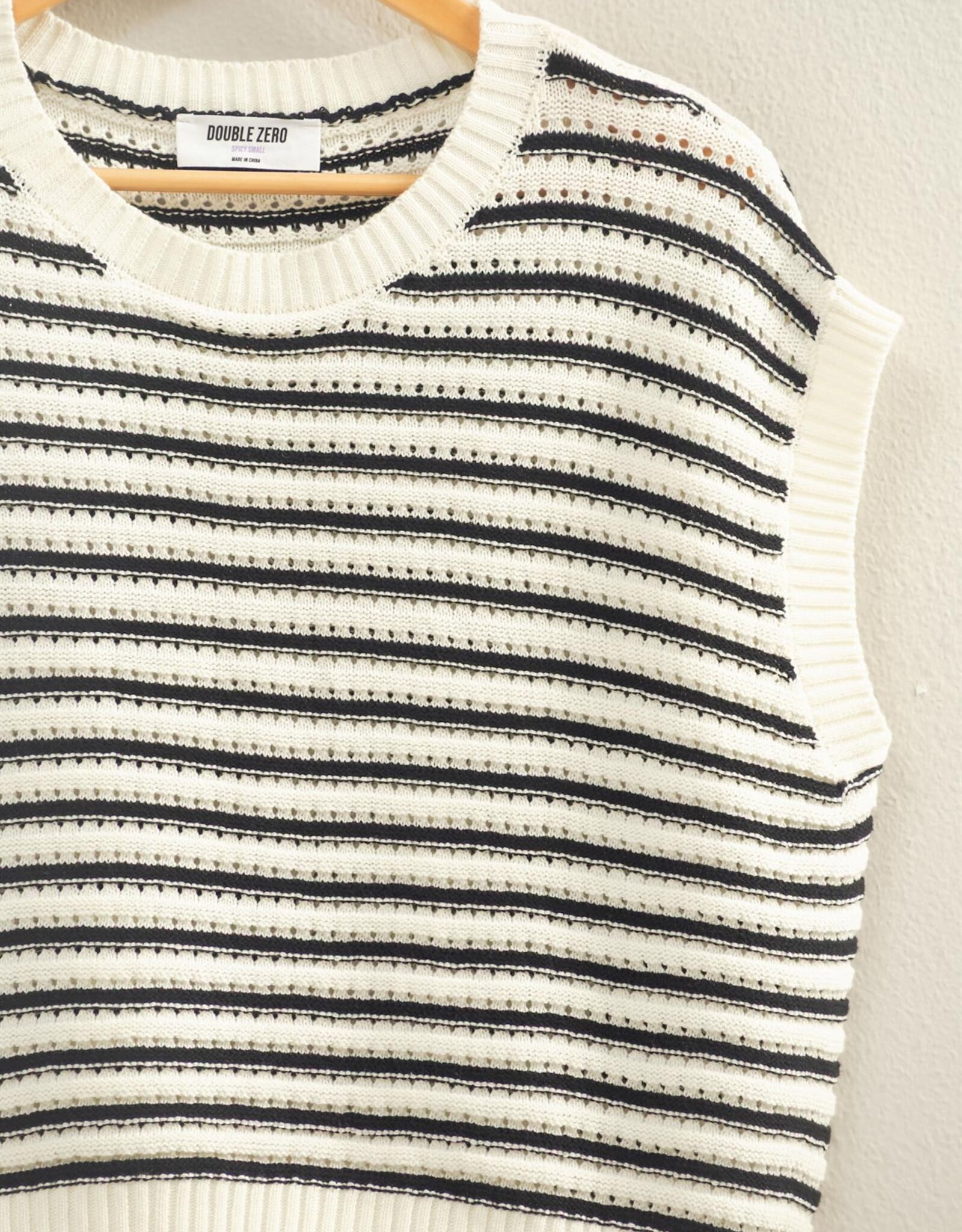 Miss Bliss HYFVE Striped Sleeveless Crew Neck Top-Black&W