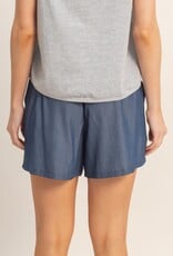 Miss Bliss HYFVE Elastic Waist Drawstring Shorts-Dark Denim