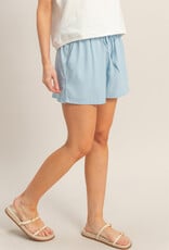 Miss Bliss HYFVE Elastic Waist Drawstring Shorts-Lt Blue