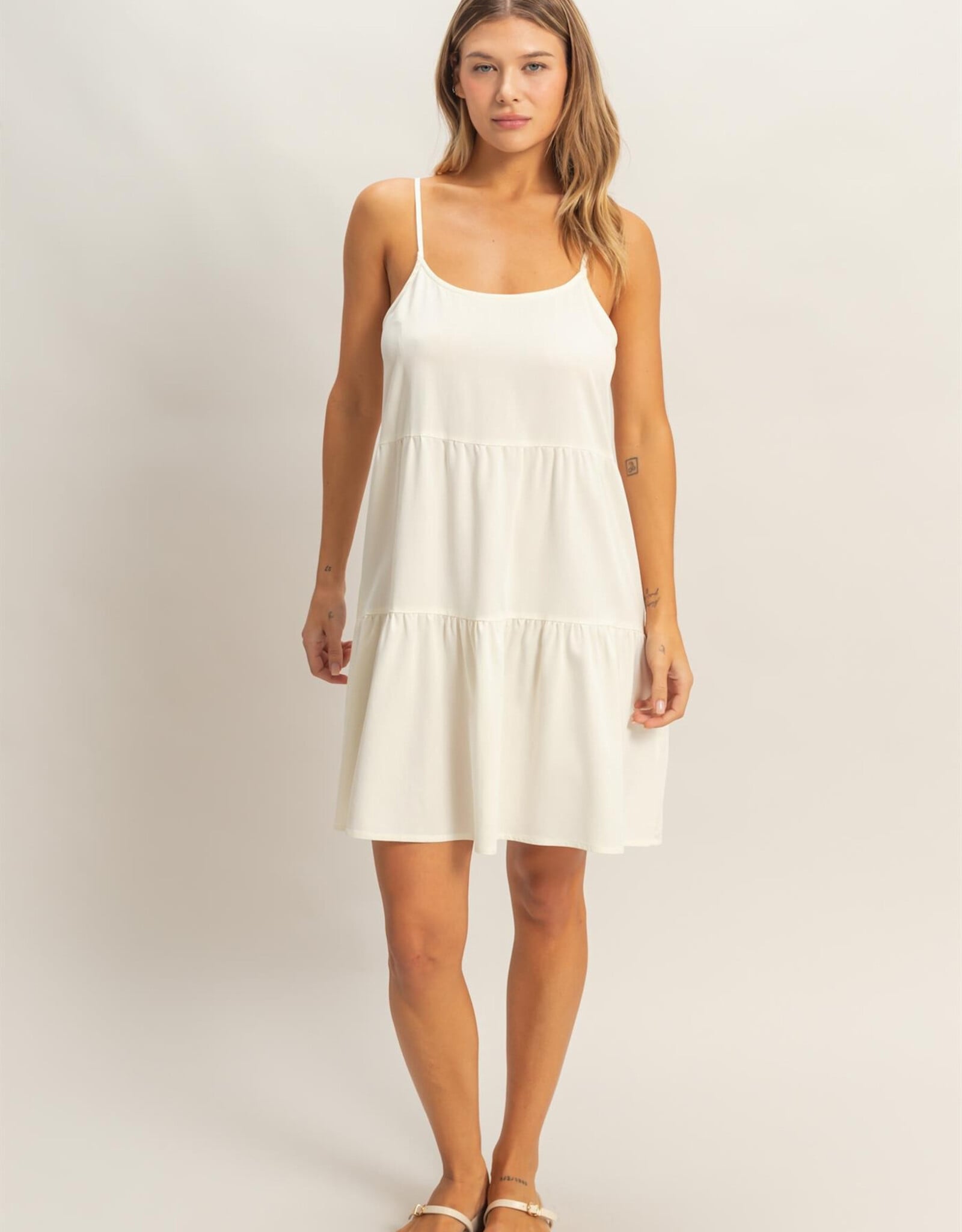 Miss Bliss HYFVE Tiered Spaghetti Strap Dress-Off White