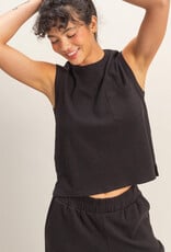 Miss Bliss HYFVE Sleeveless Cotton Top With Pocket-Black