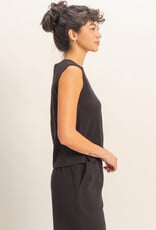 Miss Bliss HYFVE Sleeveless Cotton Top With Pocket-Black
