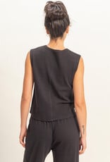 Miss Bliss HYFVE Sleeveless Cotton Top With Pocket-Black