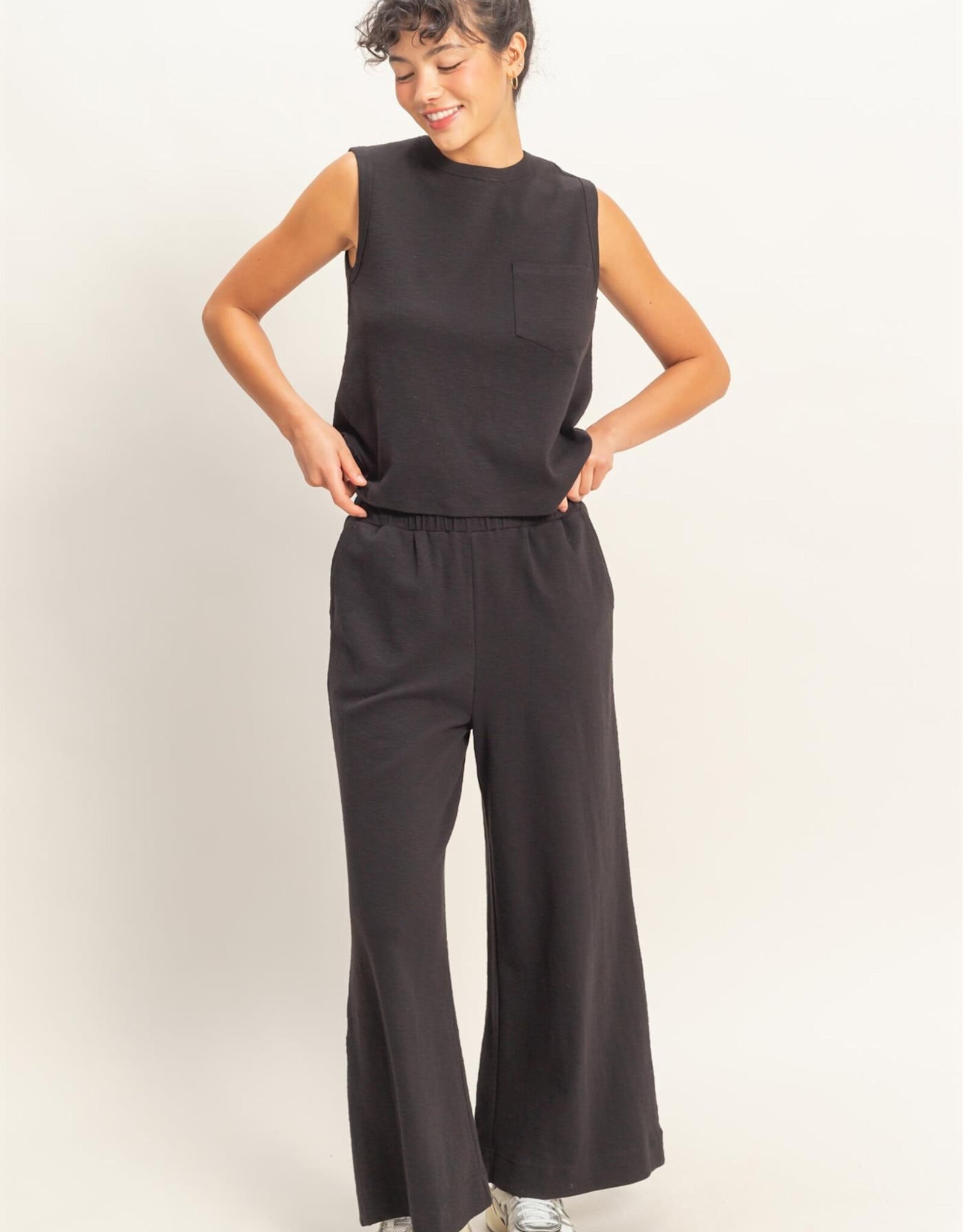 Miss Bliss HYFVE Sleeveless Cotton Top With Pocket-Black