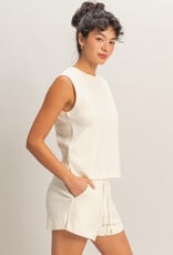 Miss Bliss HYFVE Sleeveless Cotton Top With Pocket-Cream