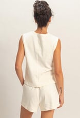 Miss Bliss HYFVE Sleeveless Cotton Top With Pocket-Cream