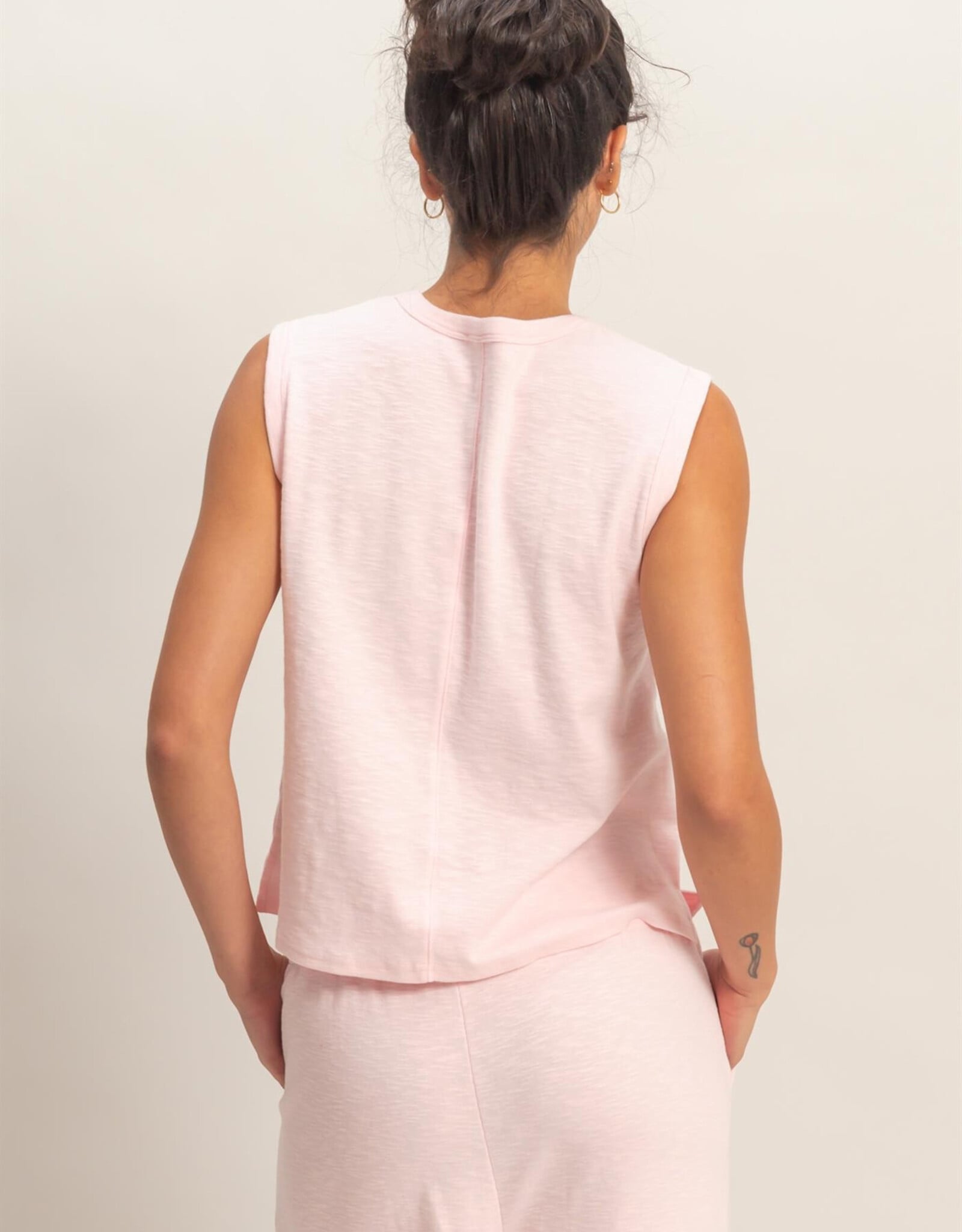 Miss Bliss HYFVE Sleeveless Cotton Top With Pocket-Soft Pink