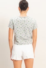Miss Bliss HYFVE Blueberry Print Crew Neck Tee-Grey