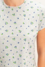 Miss Bliss HYFVE Blueberry Print Crew Neck Tee-Grey