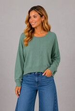 Miss Bliss Dream Front Seam Round Neck Pullover-Chive