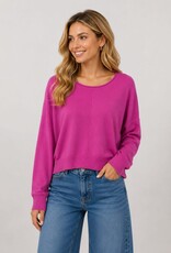 Miss Bliss Dream Front Seam Round Neck Pullover-Hot Pink