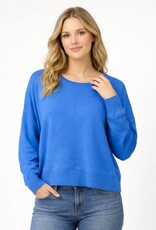 Miss Bliss Dream Front Seam Round Neck Pullover-Marlin Blue