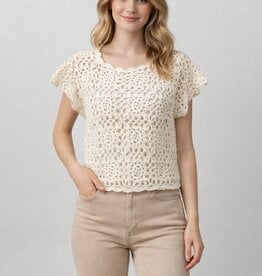 Miss Bliss Dream Crochet Sweater- Ivory