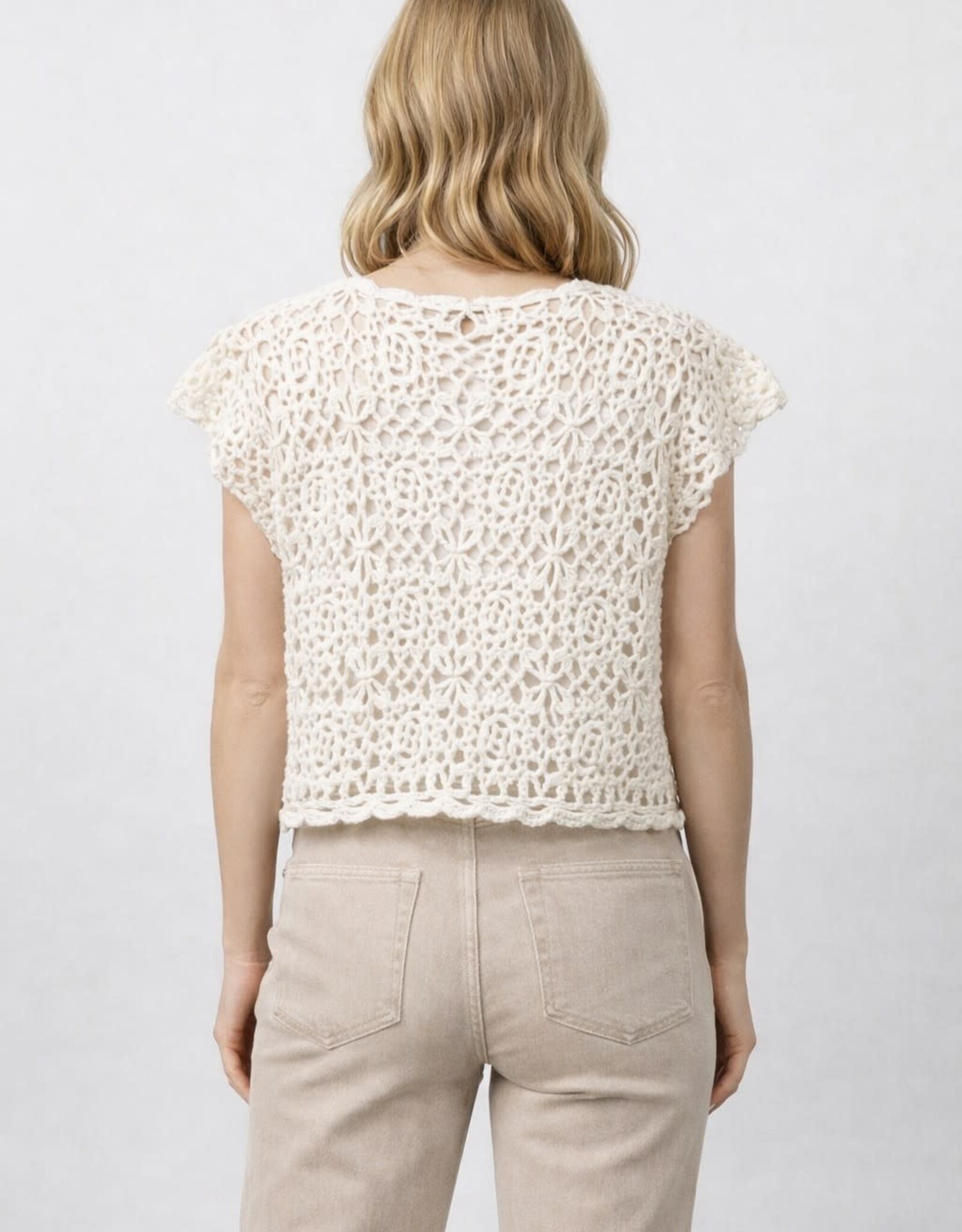 Miss Bliss Dream Crochet Sweater- Ivory