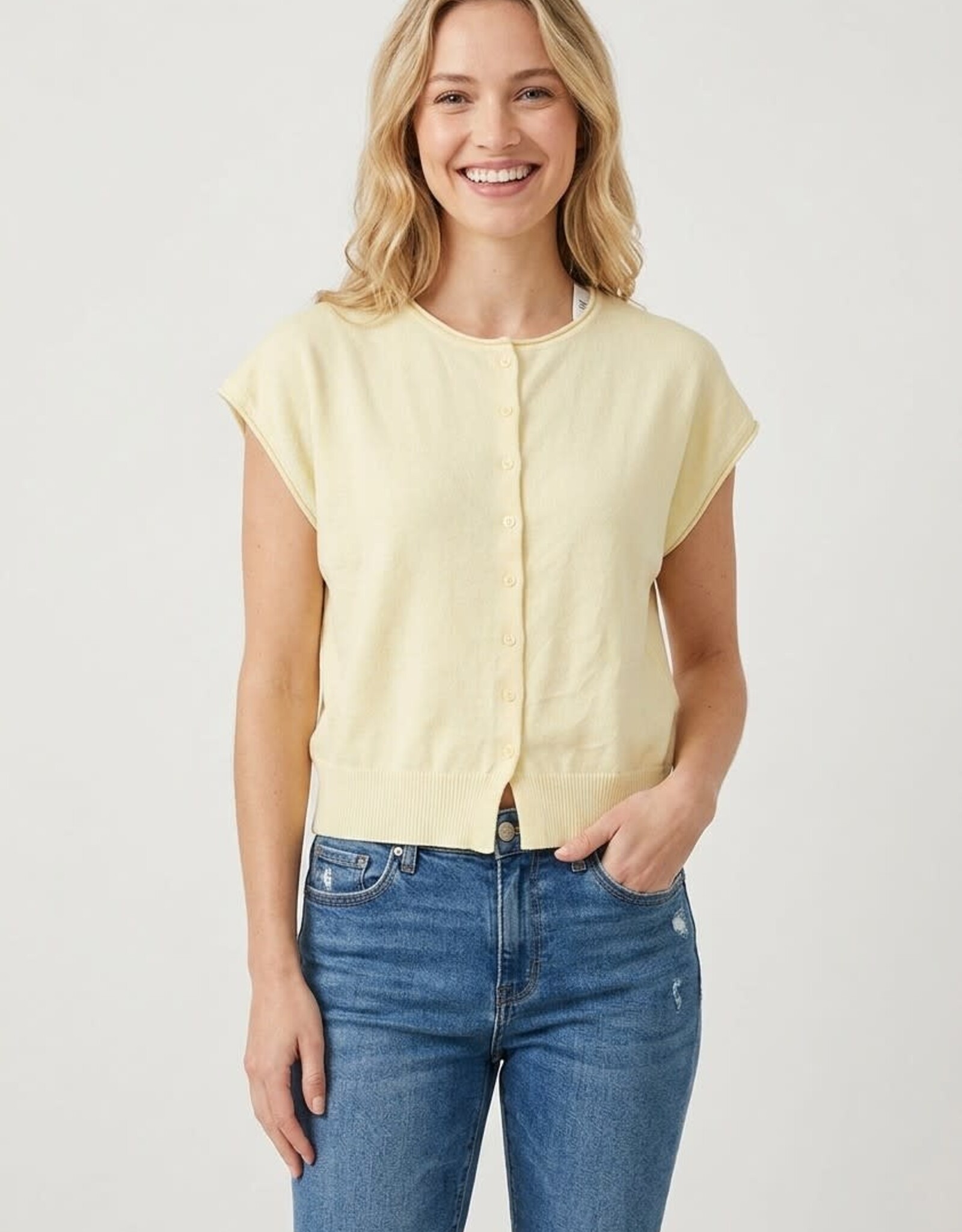 Miss Bliss Dream Chic Cropped Cardigan- Butter