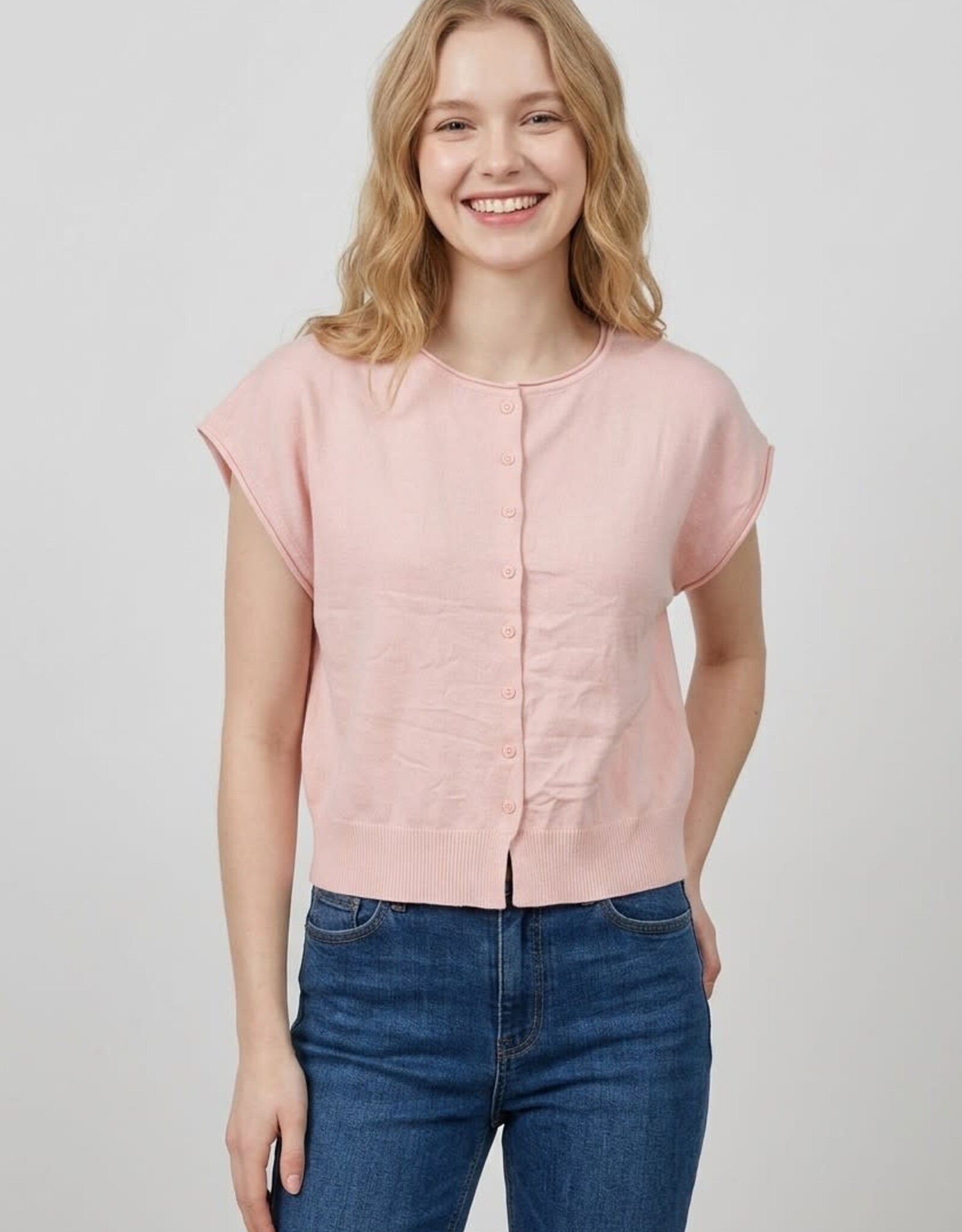 Miss Bliss Dream Chic Cropped Cardigan-H. Soft Peach