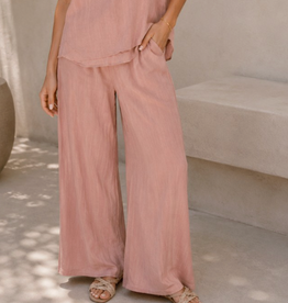 Miss Bliss CC Palazzo Linen Blend Pants-Pink