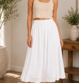 Miss Bliss Sunday Stroll Midi Skirt-Ivory