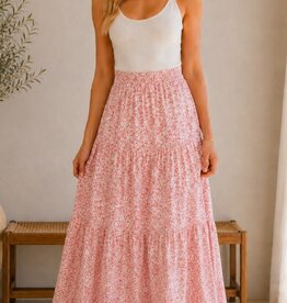 Miss Bliss Cottage Bloom Maxi Skirt-Pink