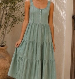 Miss Bliss The Sage Meadow Tiered Midi Dress