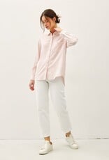 Miss Bliss BC Pinstripe Cotton Button Up Ls Top-Iv/Coral