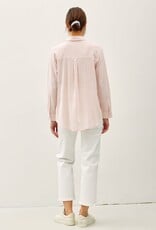 Miss Bliss BC Pinstripe Cotton Button Up Ls Top-Iv/Coral