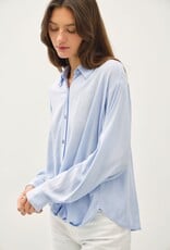Miss Bliss BC Roll Up Sleeve Button Shirt-Light Blue