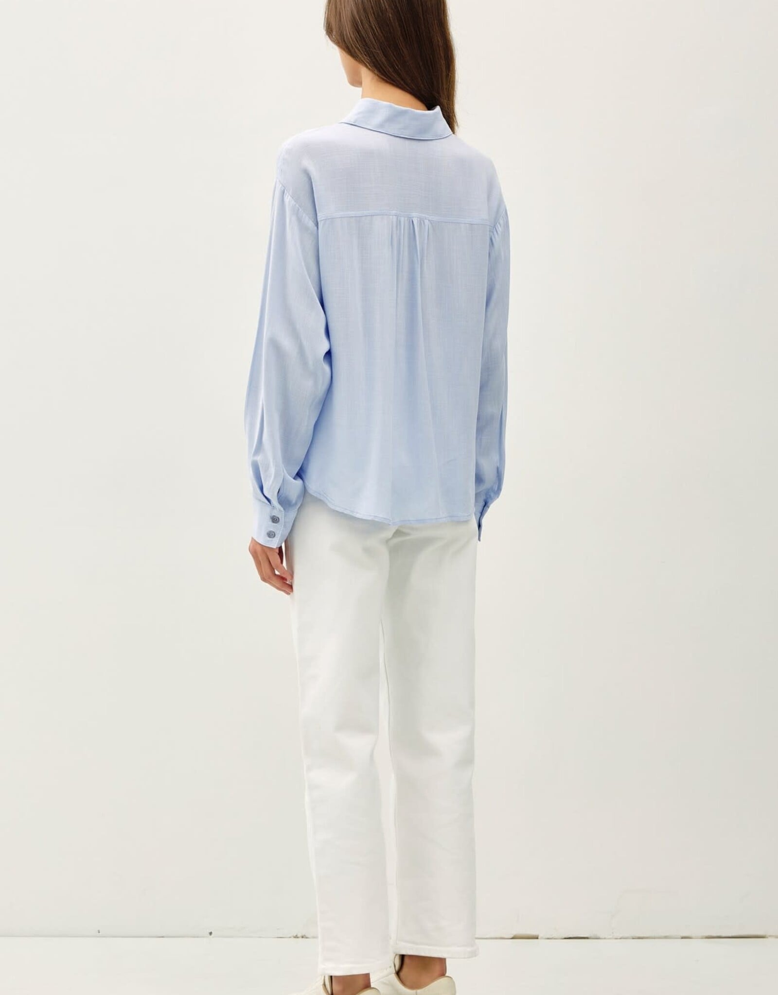 Miss Bliss BC Roll Up Sleeve Button Shirt-Light Blue