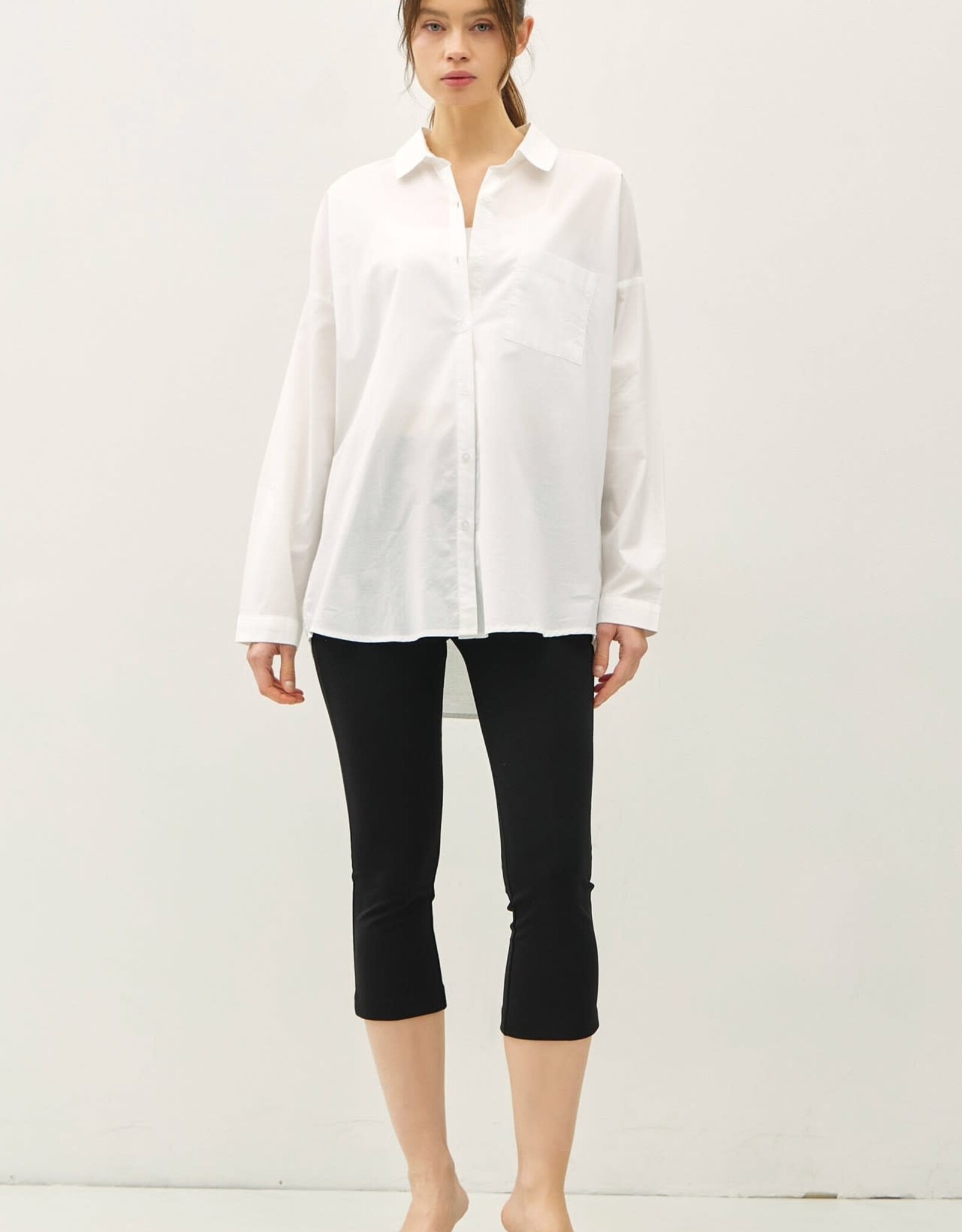 Miss Bliss BC Crisp Oversized Basic Cotton Shirt-Off White