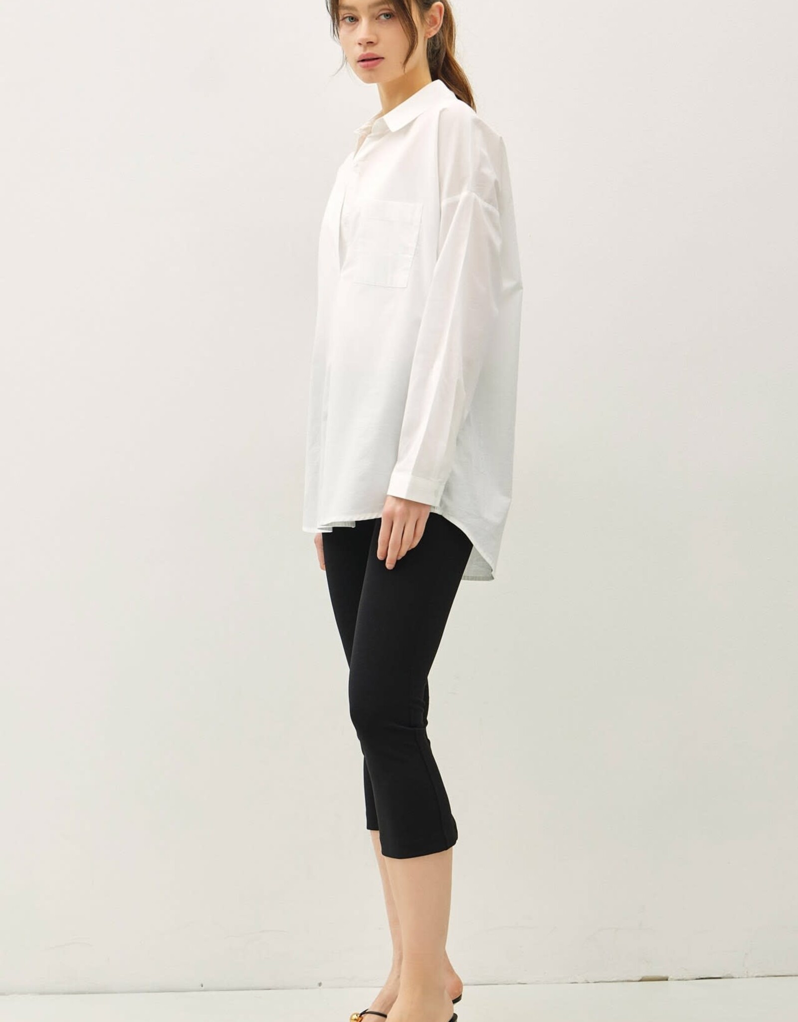 Miss Bliss BC Crisp Oversized Basic Cotton Shirt-Off White