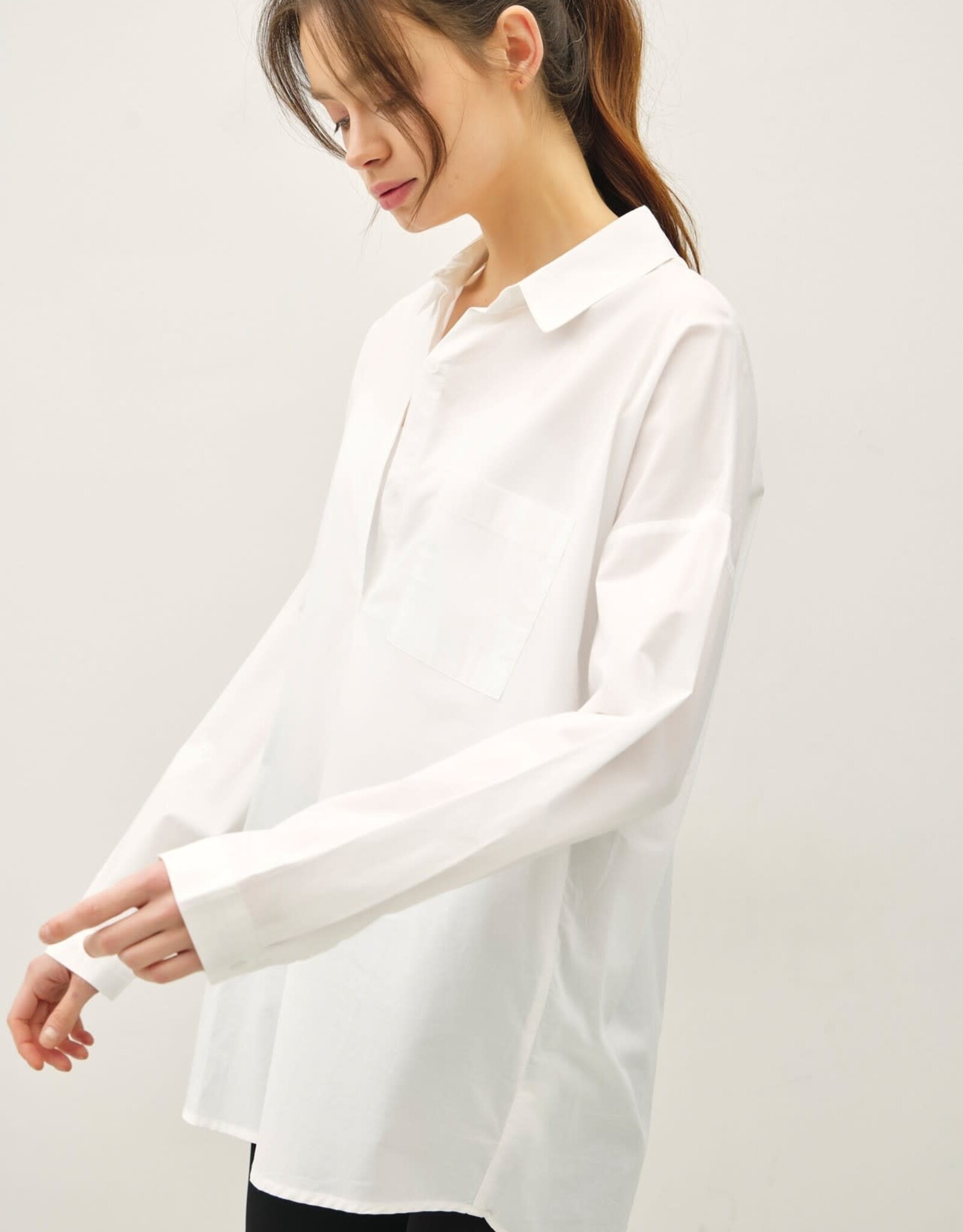 Miss Bliss BC Crisp Oversized Basic Cotton Shirt-Off White