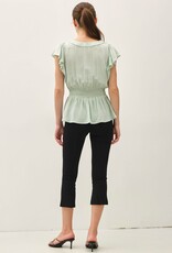 Miss Bliss BC Ruffle Slv Smocking Waist Baby Doll Top-Mint