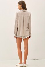 Miss Bliss BC Classic Linen Blended Stripe Boxy Shirt-Mocha