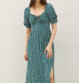 Miss Bliss Tia Floral Midi Dress-Teal