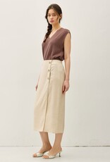 Miss Bliss BC Linen Blend Midi Wrap Skirt-Natural