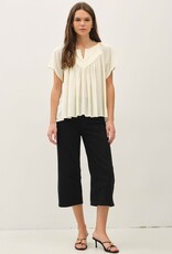 BC Flutter Crinkly Woven Blouse-Cream