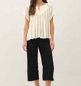Cream Flutter Crinkly Woven Blouse