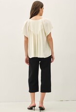 BC Flutter Crinkly Woven Blouse-Cream