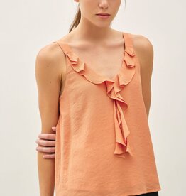 Miss Bliss Apricot Chiffon Ruffle Tank