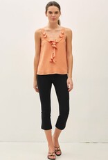 Miss Bliss BC Crinkled Chiffon Ruffle Tank Top-Apricot